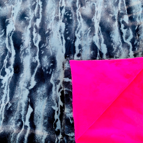 Minky Blanket - Hot Pink and Shadow Luxe
