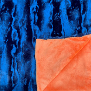 Minky Blanket - Orange and Blue Chambray